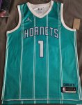 Maillot de Basket #1 Bogues Hornets Bleu Personnalisée Imprimé